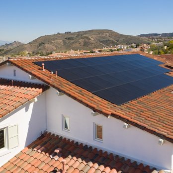 Solar panels on California home with hills