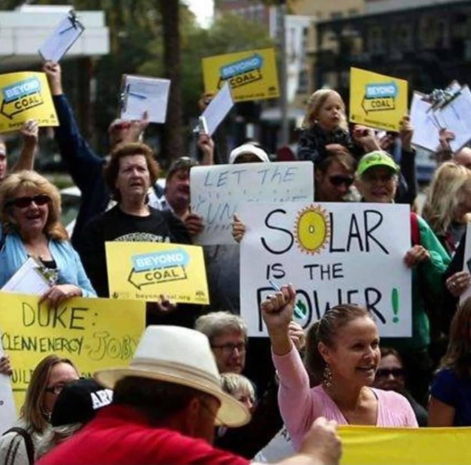Community rally in support of solar energy